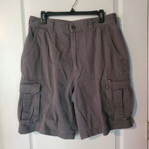 Vintage Tommy Hilfiger Gray High Rise 9 Inch Inseam Cotton Cargo Shorts
